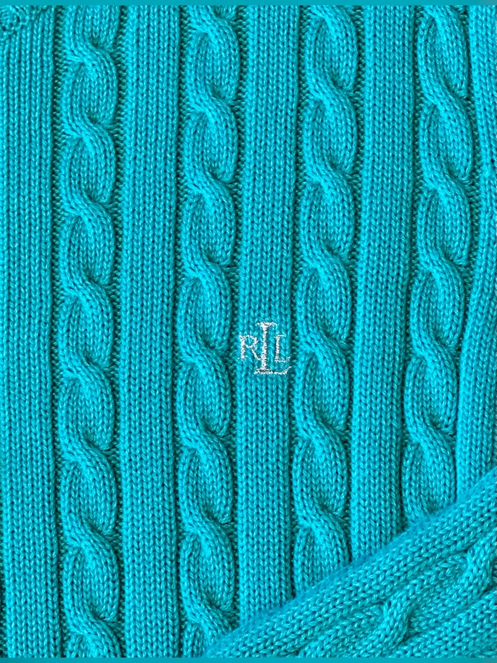 🩵 Ralph Lauren Teal Cable Knit Sweater - Picture 2 of 7